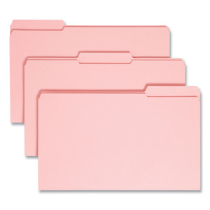 Smead Reinforced Top Tab Colored File Folders, 1/3-Cut Tabs: Assorted, Legal Size, 0.75" Expansion, Pink, 100/Box