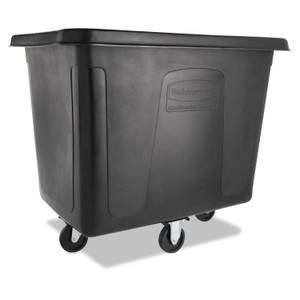 Rubbermaid Commercial Cube Truck, 119.7 gal, 500 lb Capacity, Plastic/Metal, Black (RCPFG461600BLA) View Product Image