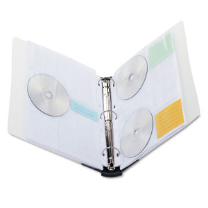 Innovera CD/DVD Three-Ring Refillable Binder, Holds 90 Discs, Midnight Blue/Clear View Product Image