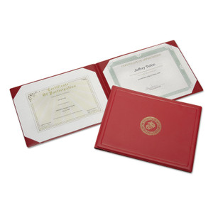 AbilityOne 7510010561927 SKILCRAFT Award Certificate Binder, 8.5 x 11, Marine Corps Seal, Red/Gold (NSN0561927) View Product Image