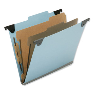 AbilityOne 7530016216198, SKILCRAFT Hanging Classification Folders, Letter Size, 2 Dividers, 2/5-Cut Exterior Tabs, Light Blue, 10/Box