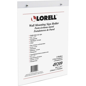 Lorell Wall-Mounted Sign Holders - Support 8.50" x 11" Media - Acrylic - Clear