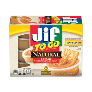 Jif To Go Spreads, Natural Creamy Peanut Butter, 1.5 oz Cup, 8/Box