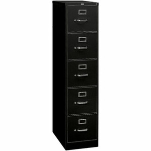 HON 310 H315 File Cabinet - 60" Height x 15" Width x 26.5" Depth - 5 - Finish: Black