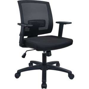 Lorell SOHO Mesh Mid-back Task Chair - Black Seat Color - Fabric Seat Material - Black Back Color - Mesh Back Material - Mid Back