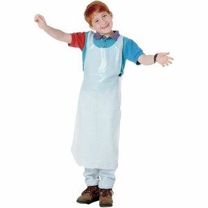 Baumgartens Kids Disposable Apron - White - Polyethylene