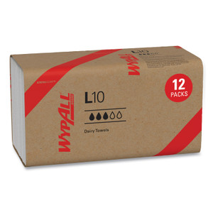 WypAll L10 SANI-PREP Dairy Towels, Banded, 2-Ply, 9.3 x 10.5, Unscented, White, 200/Pack, 12 Packs/Carton