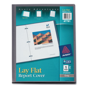 Avery Lay Flat View Report Cover, Flexible Fastener, 0.5" Capacity, 8.5 x 11, Clear/Gray Avery Lay Flat View Report Cover, Flexible Fastener, 0.5" Capacity, 8.5 x 11, Clear/Gray