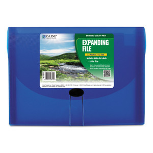 C-Line Expanding Files, 1.63" Expansion, 13 Sections, Cord/Hook Closure, 1/6-Cut Tabs, Letter Size, Blue