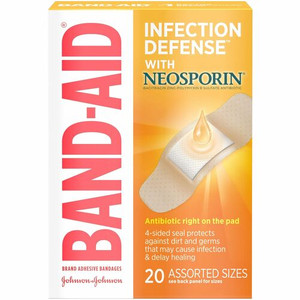 Band-Aid Adhesive Bandages Infection Defense with Neosporin - Assorted Sizes - Beige