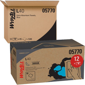 Wypall Power Clean L40 Extra Absorbent Towels - 12" Width x 23" Length - White - 45/Box