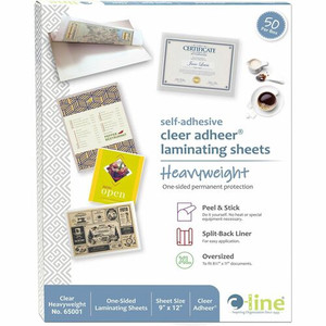 C-Line Cleer-Adheer Laminating Sheets - Laminating Pouch/Sheet Size: 9" Width x 12" Length x 2 mil Thickness - for News Clipping, Catalog Sheet, Photo, Certificate - Tear Resistant, Water Proof - Clear