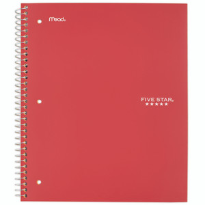 Five Star Wirebound Notebook, 1-Subject, Medium/College Rule, Red Cover, (100) 11 x 8.5 Sheets
