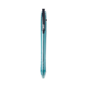BIC ReVolution Ocean Bound Ballpoint Pen, Retractable, Medium 1 mm, Black Ink, Translucent Blue Barrel, Dozen