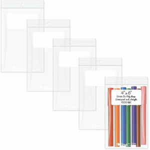 C-Line Write-On Reclosable Small Parts Bags - 6" Length x 4" Width x 2 mil (51 Micron) Thickness - Zipper Closure - Clear - Poly - Rubber Band, Screw, Pushpin