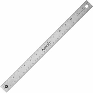 Westcott Stainless Steel Rulers - 15" Length x 1" Width - 1/16, 1/32 Graduations - Metric, Imperial Measuring System - Stainless Steel - Stainless Steel - (ACM10416)