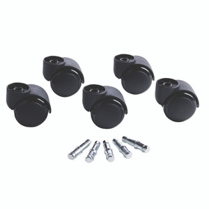 Master Caster Deluxe Futura Flush-Mount Soft-Wheel Casters, 0.44" x 0.88" Type B Stems, 2.19" Polyurethane Wheels, Matte Black, 5/Set