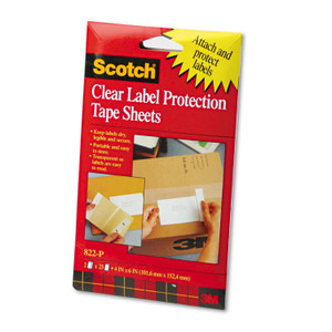 ScotchPad Label Protection Tape Sheets, 4" x 6", Clear, 25/Pad, 2 Pads/Pack (MMM822P) View Product Image