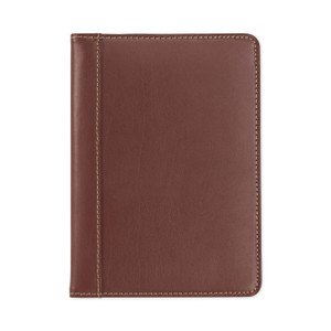 Samsill Contrast Stitch Leather Padfolio, 6.25w x 8.75h, Open Style, Brown