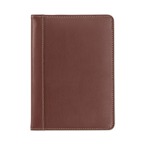 Samsill Contrast Stitch Leather Padfolio, 6.25w x 8.75h, Open Style, Brown (SAM71736) View Product Image