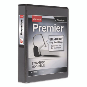 Cardinal Premier Easy Open ClearVue Locking Slant-D Ring Binder, 3 Rings, 1.5" Capacity, 11 x 8.5, Black