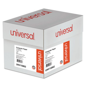 Universal Printout Paper, 1-Part, 20 lb Bond Weight, 14.88 x 11, White/Blue Bar, 2,400/Carton (UNV15862) View Product Image