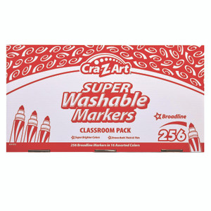 Cra-Z-Art Super Washable Markers Classpack, Broad Bullet Tip, Assorted Colors, 256/Set