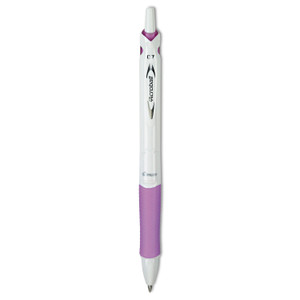 Pilot Acroball PureWhite Advanced Ink Hybrid Gel Pen, Retractable, Fine 0.7 mm, Black Ink, White/Purple Barrel