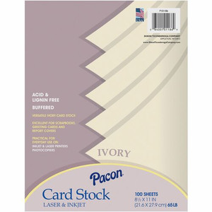 Pacon Card Stock Sheets - Letter - 8 1/2" x 11" - 65 lb Basis Weight - Sustainable Forestry Initiative (SFI) - Heavyweight, Acid-free, Lignin-free - (PAC101186)