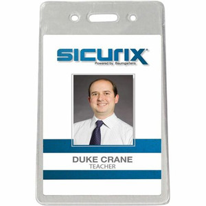 SICURIX Badge Holder - Support 2.37" x 3.50" Media - Vertical - Vinyl - Clear