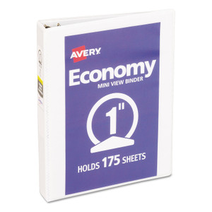 Avery Economy View Binder with Round Rings , 3 Rings, 1" Capacity, 8.5 x 5.5, White, (5806) View Product Image