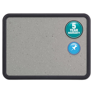 Quartet Contour Granite Board, 48" x 36", Granite Gray Surface, Black Plastic Frame
