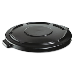 Rubbermaid Commercial BRUTE Self-Draining Flat Top Lids, 24.5" dia x 1.5h, Black (RCP264560BLA) View Product Image