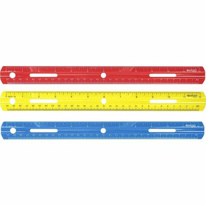 Westcott 12" Plastic Ruler - 12" Length - 1/16 Graduations - Imperial, Metric Measuring System - Plastic - Assorted