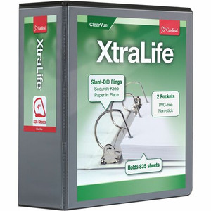 Cardinal Xtralife ClearVue Locking Slant-D Binder - 4" Binder Capacity - Letter - 8 1/2" x 11" Sheet Size - 890 Sheet Capacity - 3 3/5" Spine Width - (CRD26341)