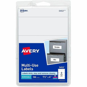 Avery Removable ID Labels - 4" Width x 1 1/2" Length - Removable Adhesive - Rectangle - Laser, Inkjet - White