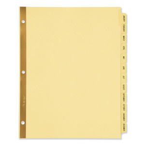 Avery Preprinted Laminated Tab Dividers with Gold Reinforced Binding Edge, 12-Tab, Jan. to Dec., 11 x 8.5, Buff, 1 Set (AVE11307) View Product Image