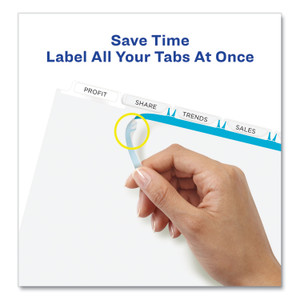 Avery Print and Apply Index Maker Clear Label Dividers, Extra Wide Tab, 5-Tab, White Tabs, 11.25 x 9.25, White, 1 Set