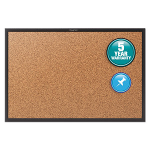 Quartet Classic Series Cork Bulletin Board, 36" x 24", Tan Surface, Black Aluminum Frame