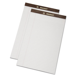 AbilityOne 7530013723109 SKILCRAFT Legal Pads, Wide/Legal Rule, Brown Leatherette Headband, 50 White 8.5 x 14 Sheets, Dozen (NSN3723109) View Product Image