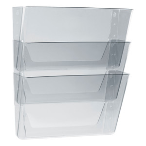 Storex Wall File, 3 Sections, Letter Size, 13" x 4" x 14",  Clear, 3/Set