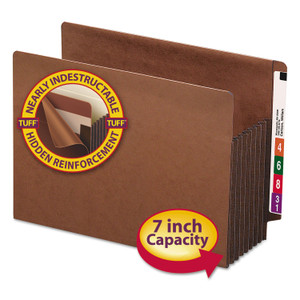 Smead Heavy-Duty Redrope End Tab TUFF Pockets, 7" Expansion, Letter Size, Redrope, 5/Box