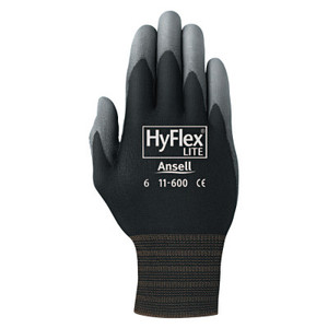 Hyflex 11-600 Blk Lt Wght Assemb Pu/Coat Sz 11 (012-11-600-11-Bk)