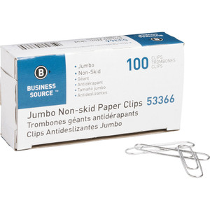 Business Source Paper Clips, Jumbo, Nonskid, 1000/PK, Silver (BSN53366) View Product Image