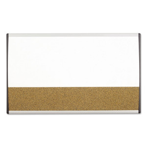 Quartet ARC Frame Cubicle Board, Combo Dry Erase/Cork Bulletin, 30" x 18", Tan/White Surface, Satin Aluminum Frame