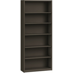 HON Brigade Steel Bookcase | 6 Shelves | 34-1/2"W | Charcoal Finish - 6 Shelf(ves) - 81.13" Height x 34.50" Width x 12.62" Depth - Adjustable Shelf, Reinforced, Welded, Durable, Compact - Steel