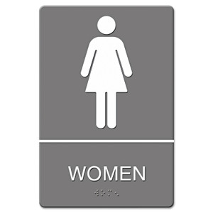 Headline Sign ADA Sign, Women Restroom Symbol w/Tactile Graphic, Molded Plastic, 6 x 9, Gray (USS4816) View Product Image