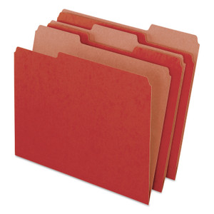 Pendaflex Earthwise by Pendaflex 100% Recycled Colored File Folders, 1/3-Cut Tabs: Assorted, Letter Size, 0.5" Expansion, Red, 100/Box