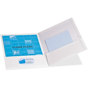 Oxford Showfolio Letter Pocket Folder - 8 1/2" x 11" - 100 Sheets Capacity - 2 Internal Pocket(s) - White - Laminated, High Gloss, Soil Resistant, Moisture Resistant, Die-cut, Twin Pocket