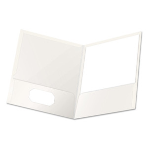 Oxford High Gloss Laminated Paperboard Folder, 100-Sheet Capacity, 11 x 8.5, White, 25/Box (OXF51704) View Product Image